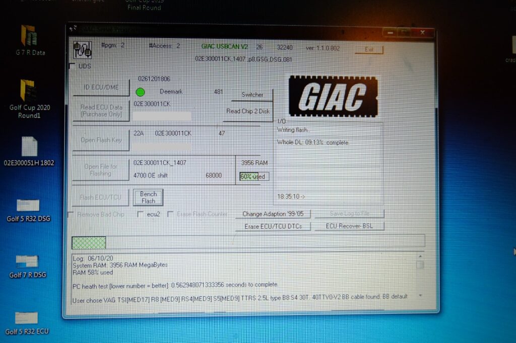 Golf 5 R32「GIAC ECU Tuning Data ＋ DSG Tuning Data Install」
